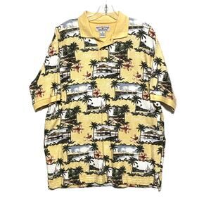 Boca Classics Yellow Polo Shirt Men M Nautical Coastal Hawaiian Tropical Cruise